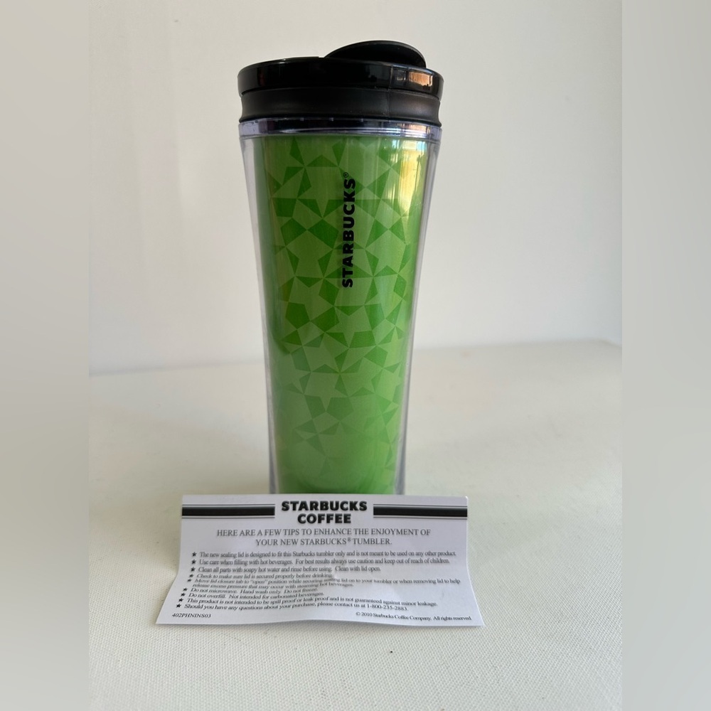 NWT Starbucks 16oz Green Metallic Stars Tumbler! Double walled. 2011